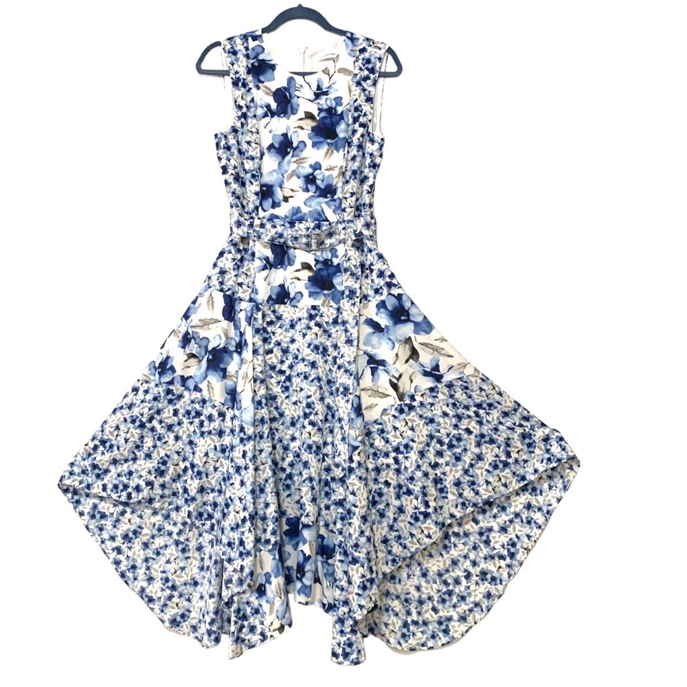 Calvin Klein Sleeveless Belted Handkerchief Floral Dress size 6 - Picture 6 of 11